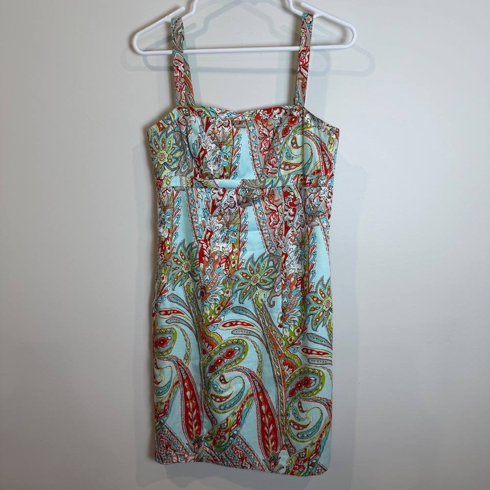 Tommy Bahama Silk lined Paisley Print Sleeveless Cotton Blend Dress Size 6